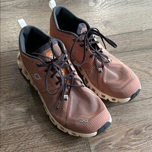 On Cloud x 3 Shift Womens 8.5 Cork Fawn Pink Orange Cross Training Running Shoes
